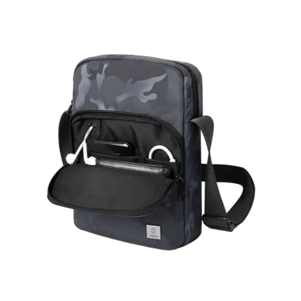 Wiwu Camou Crossbody Backpack With Charging Port - Grey - Tashqila Wiwu Camou Crossbody Backpack With Charging Port - Grey - Tashqila